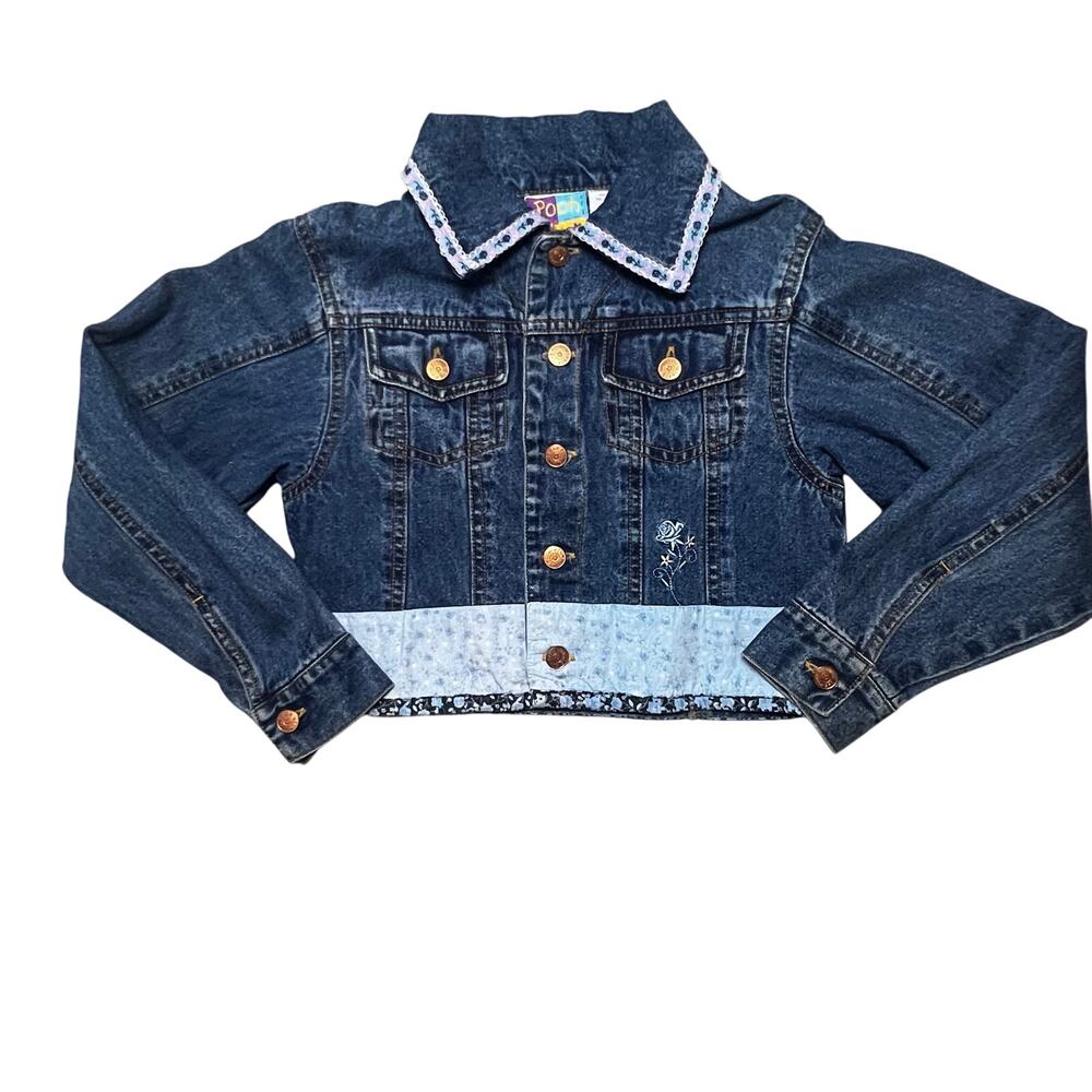 Vintage Disney Y2K Embroidered Winnie the pooh denim jean Jacket girls size 6/6x